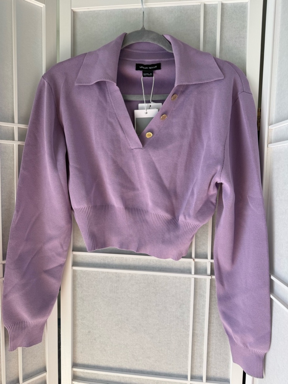 Urban Renewal Lilac Collared Pullover Hoodie - Lavender